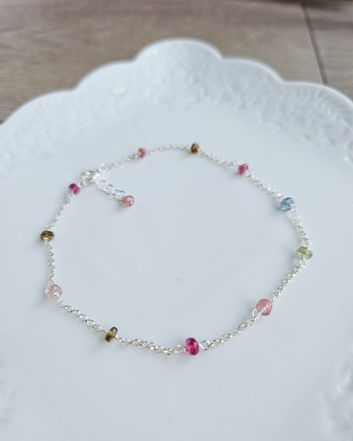 Cavigliera tormaline argento