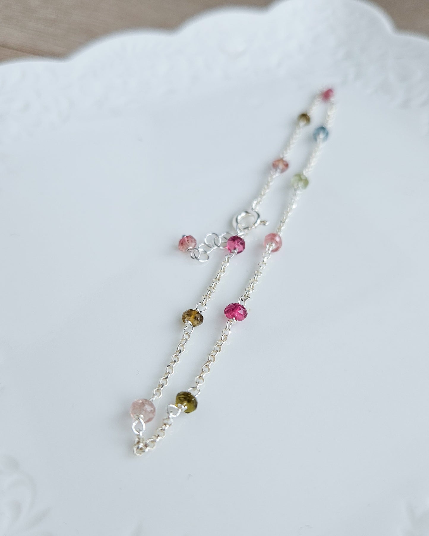 Cavigliera tormaline argento