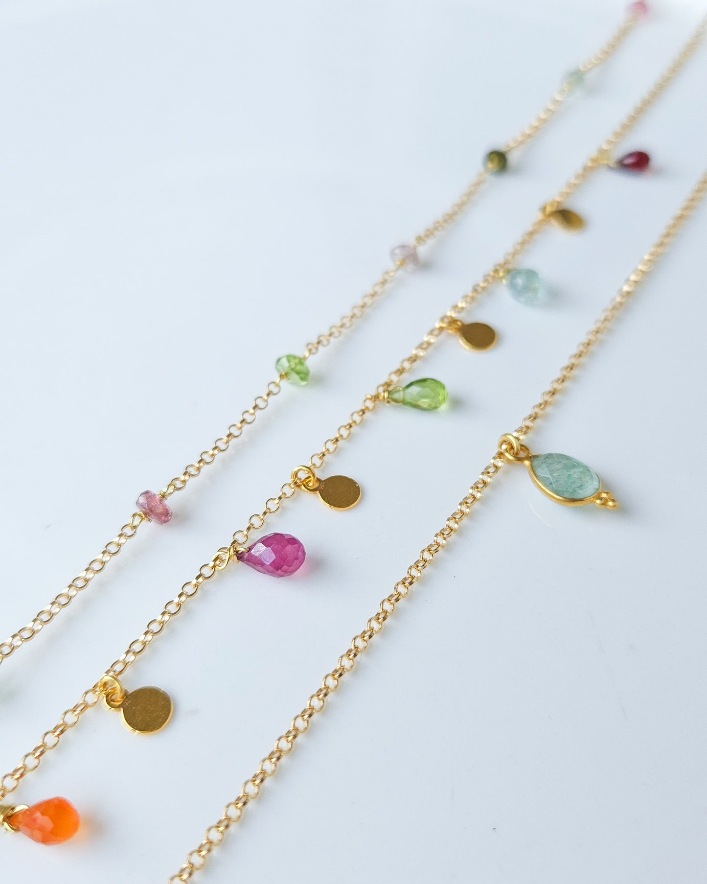 Collana a Tre fili con tormalina e Amazzonite