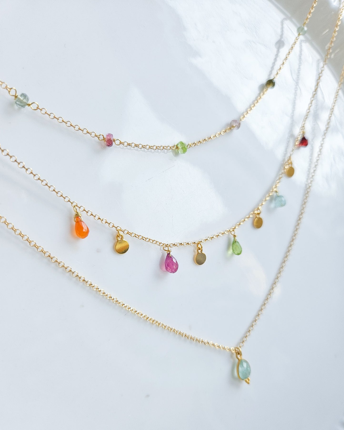 Collana a Tre fili con tormalina e Amazzonite