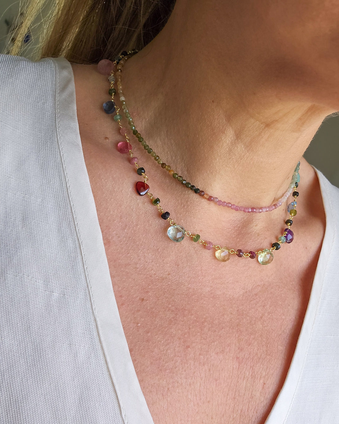 Rosary Choker with Tourmaline and colored hard stones
