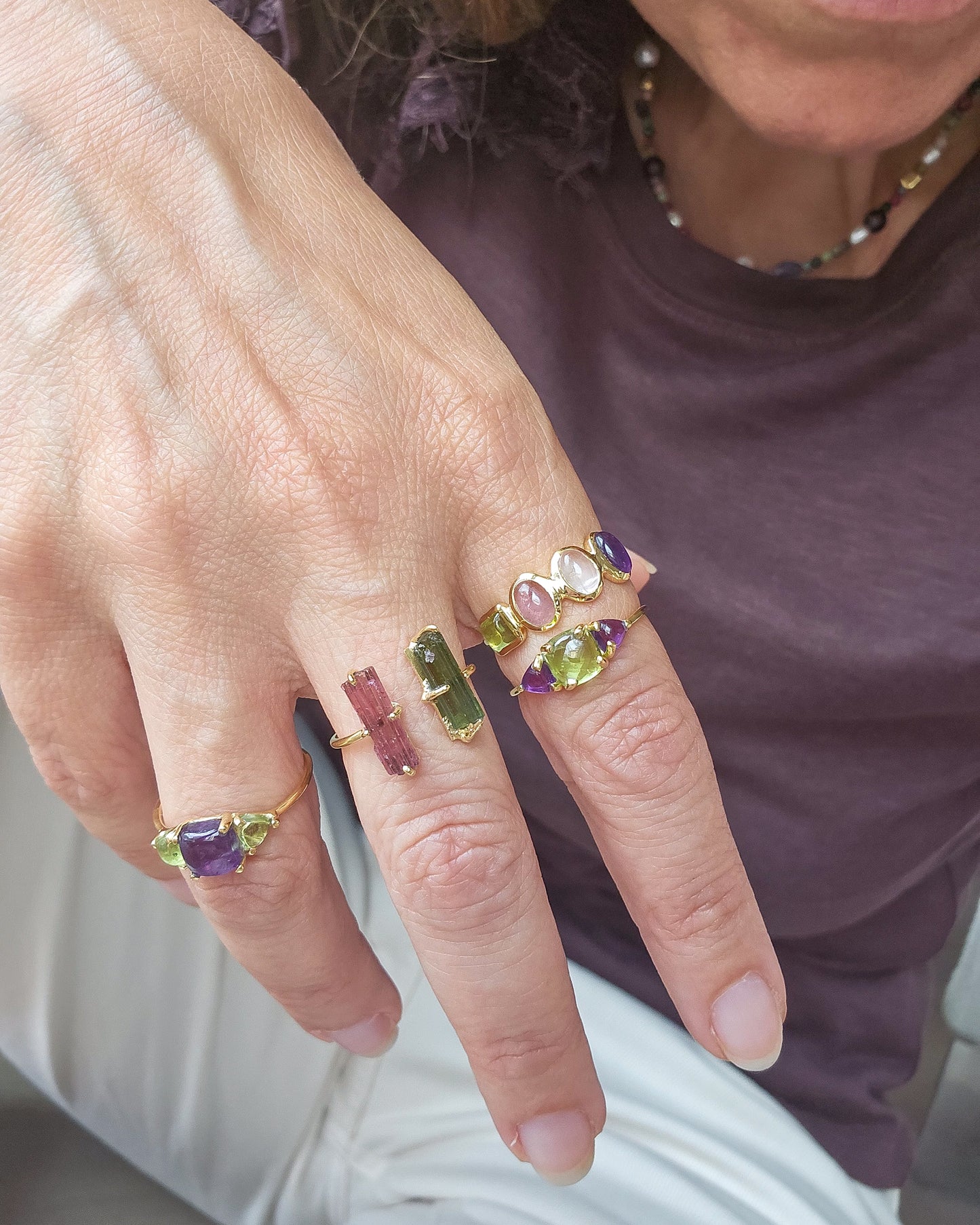 Amethyst and Peridot Ring