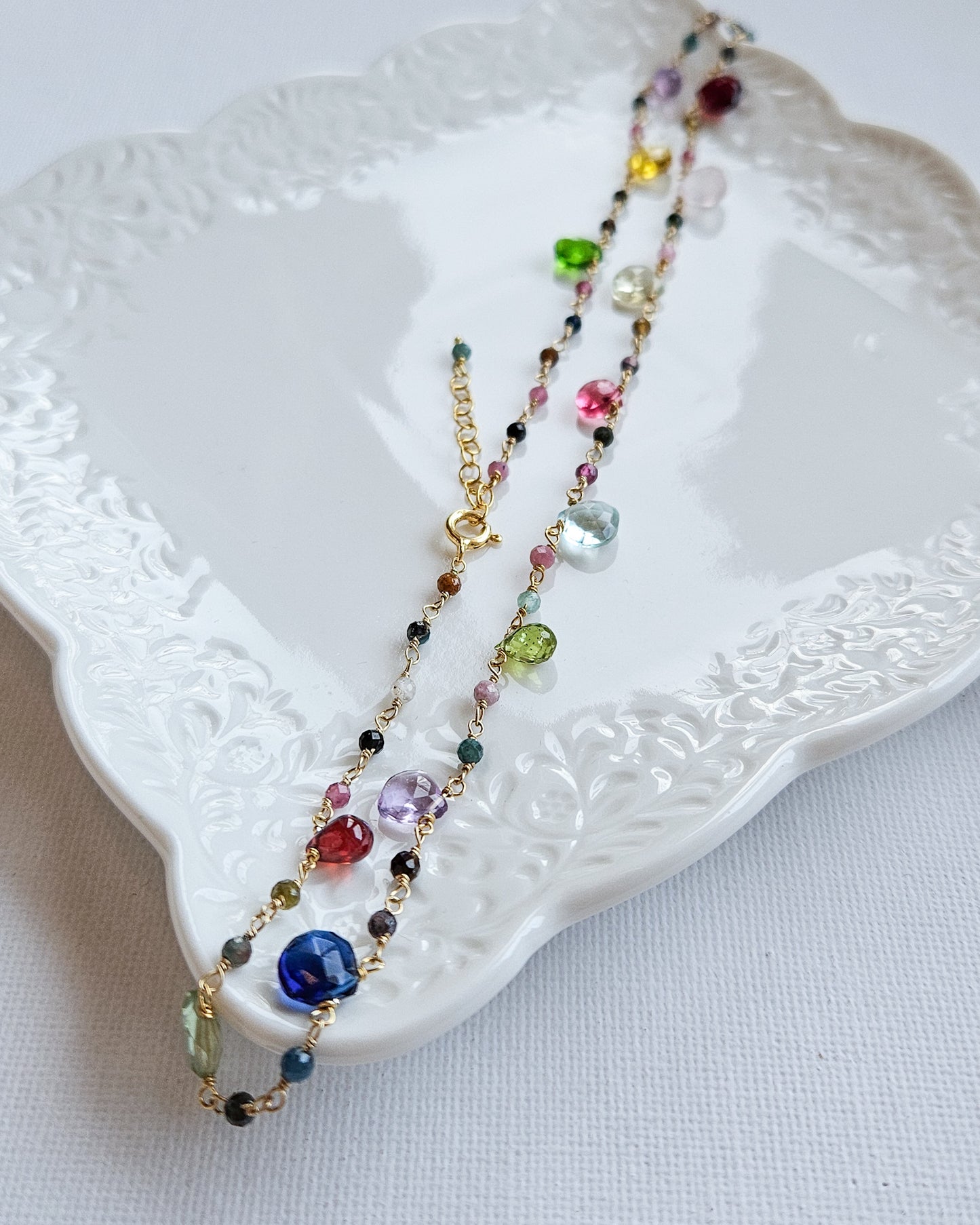 Rosary Choker with Tourmaline and colored hard stones