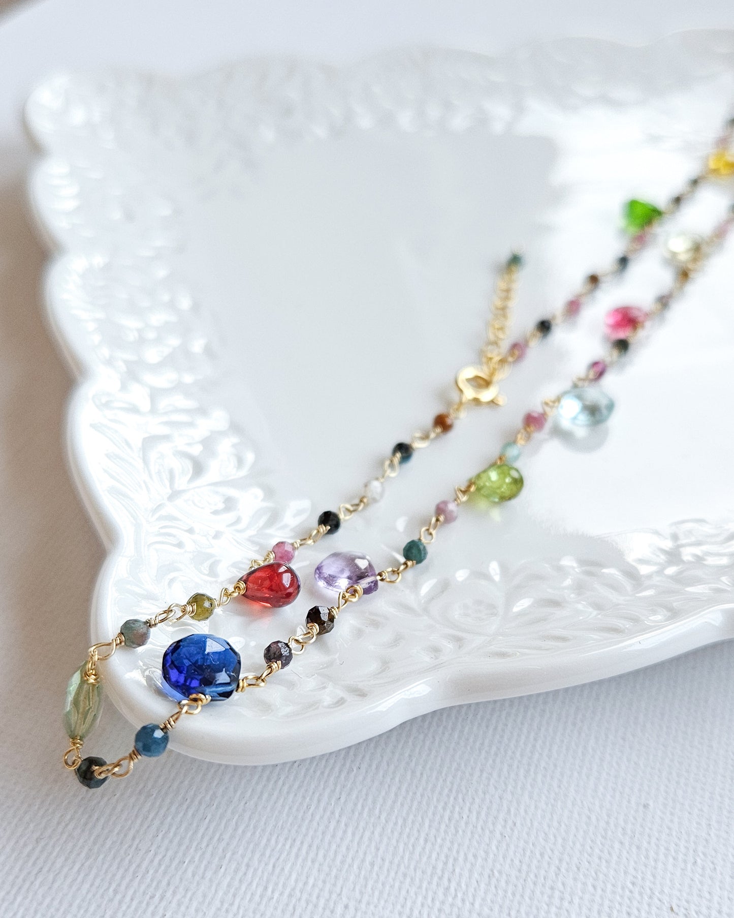 Rosary Choker with Tourmaline and colored hard stones