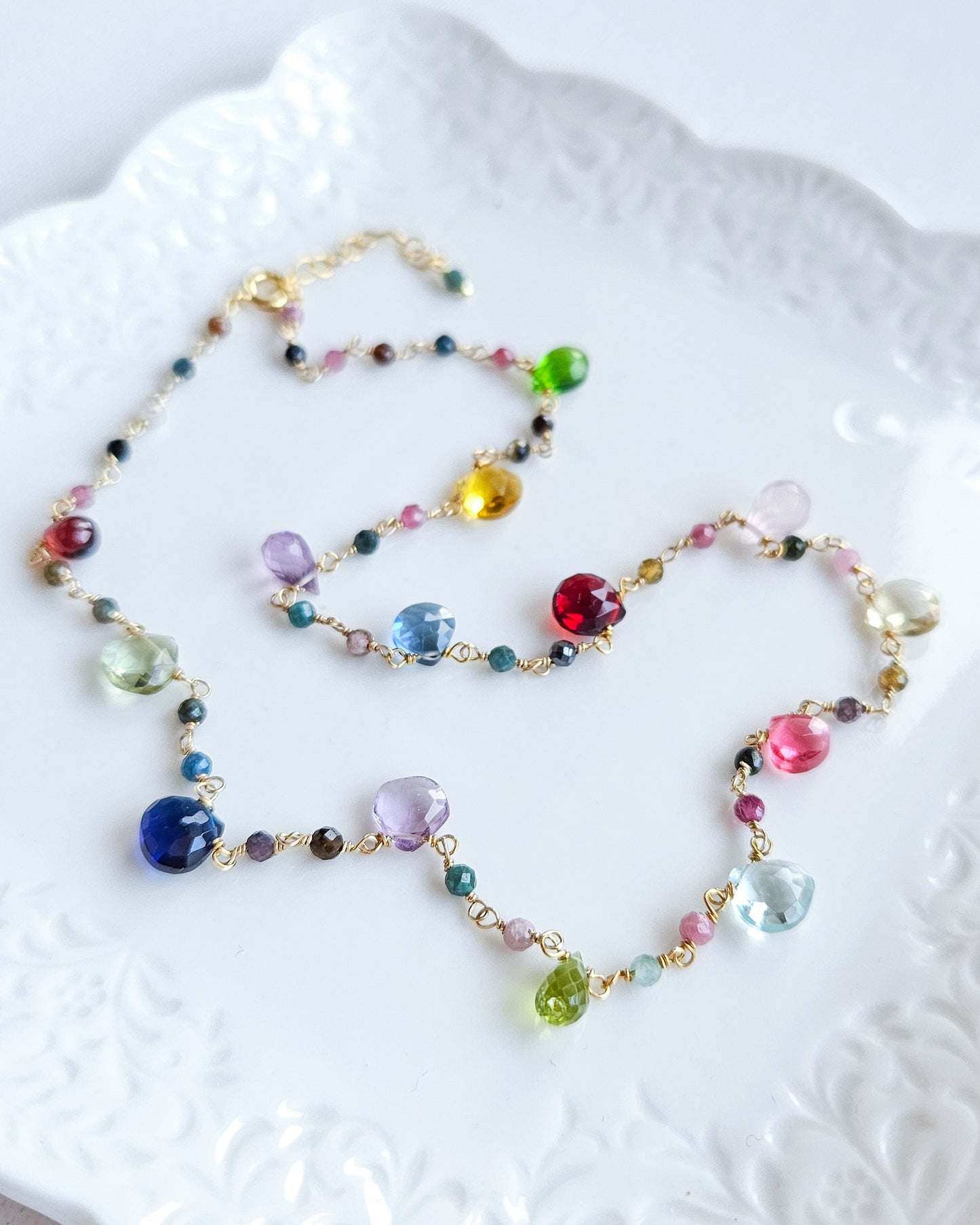 Rosary Choker with Tourmaline and colored hard stones