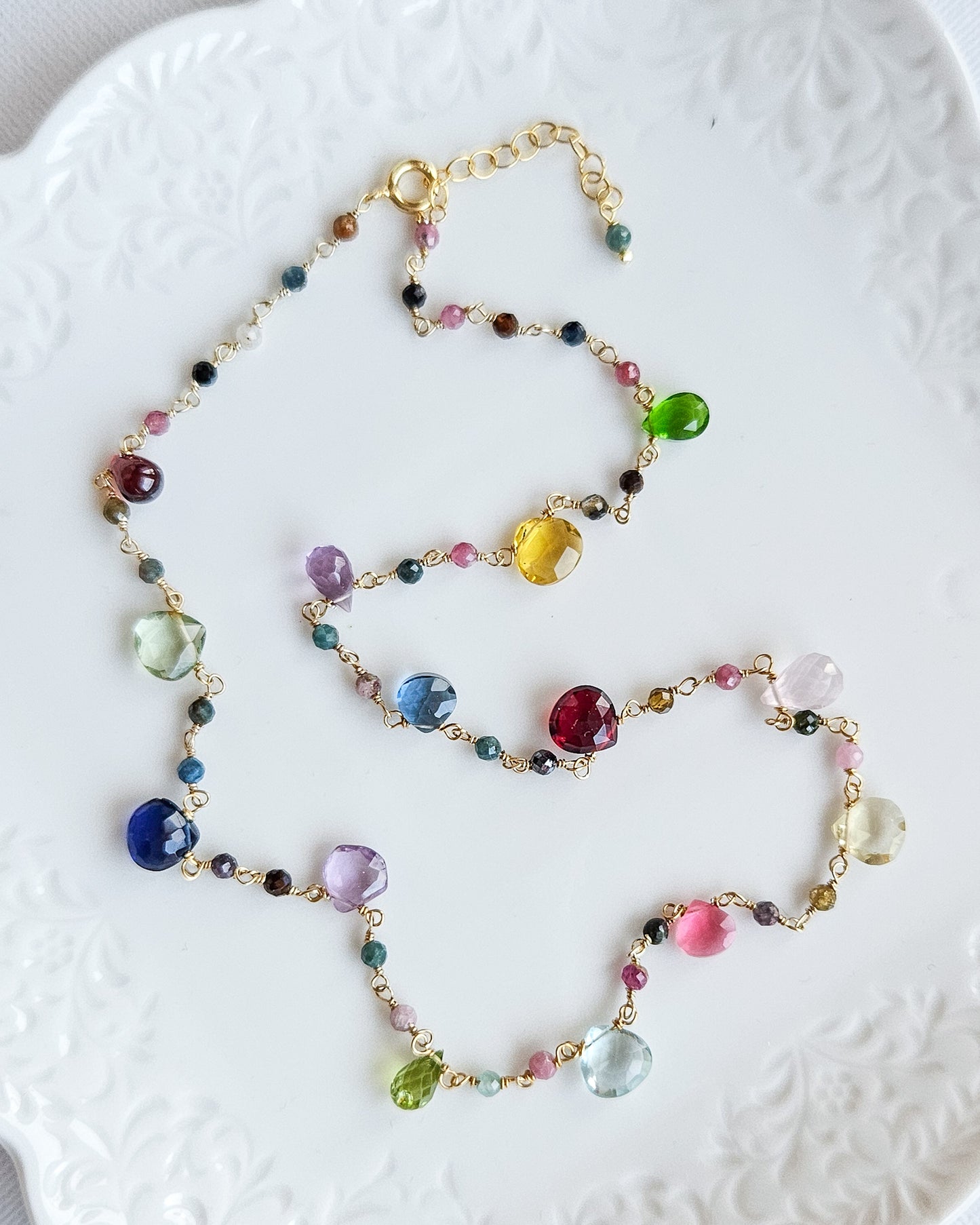 Rosary Choker with Tourmaline and colored hard stones