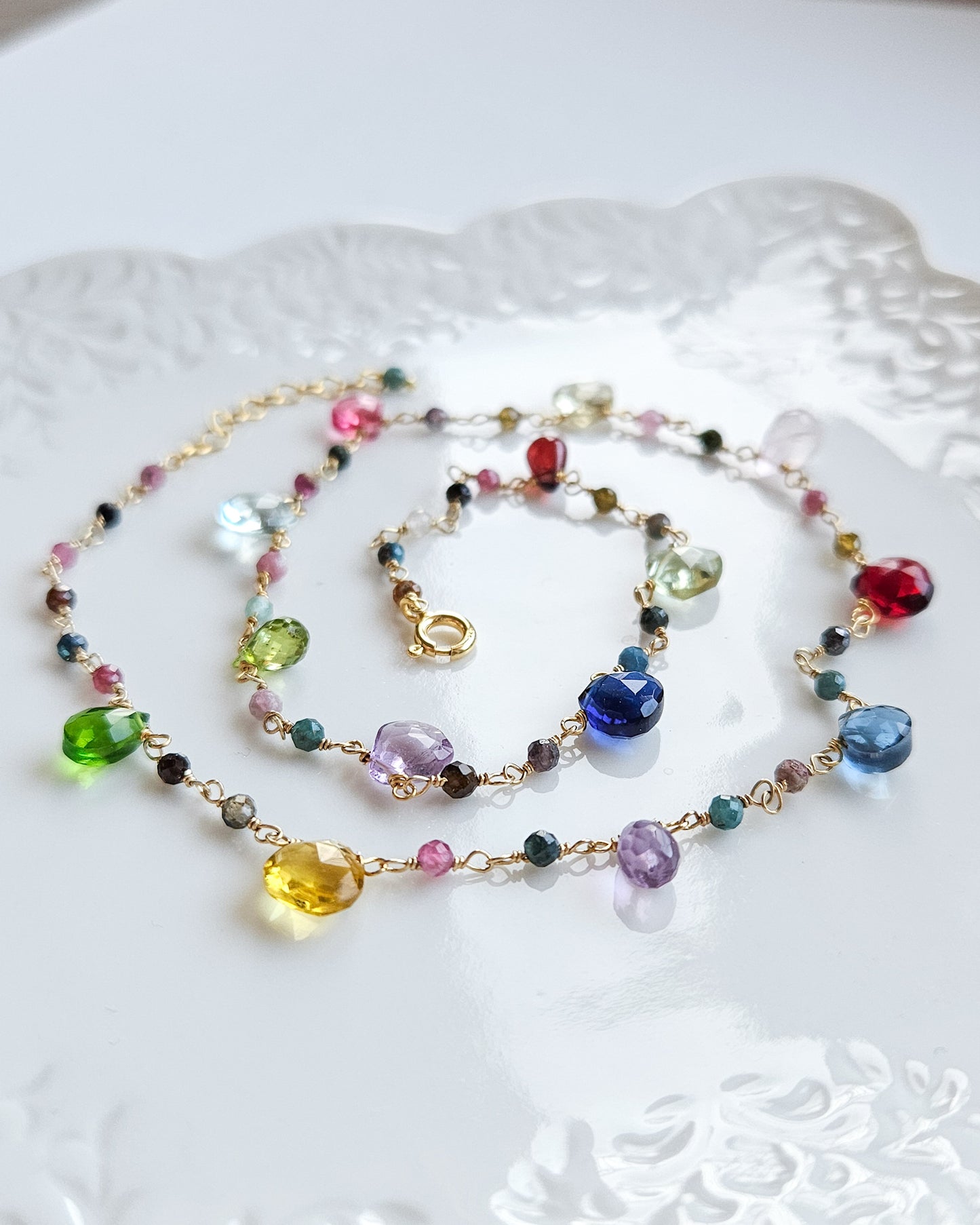 Rosary Choker with Tourmaline and colored hard stones