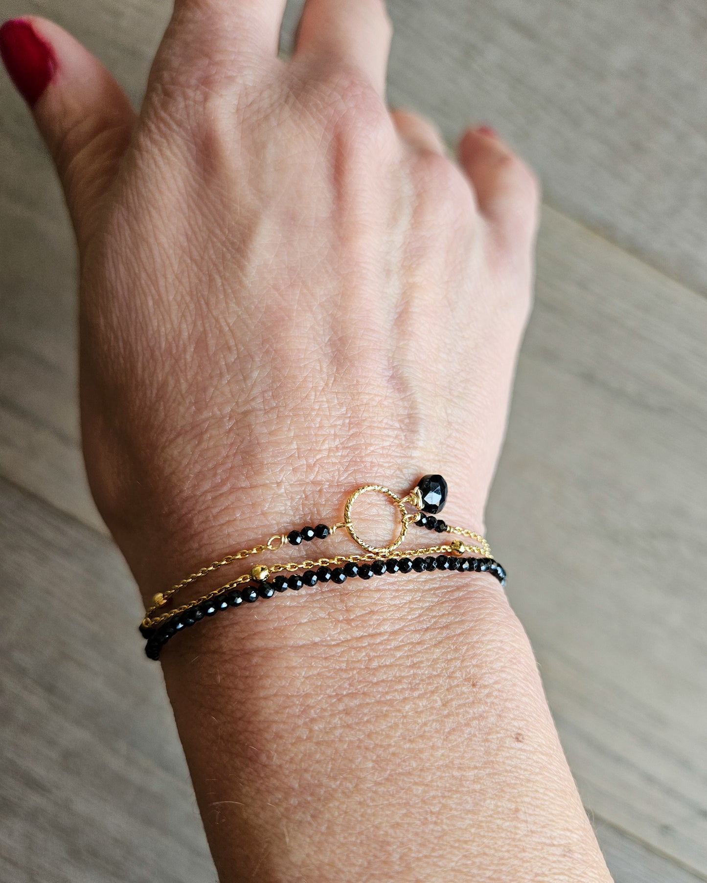 Bracciale doppio spinello nero