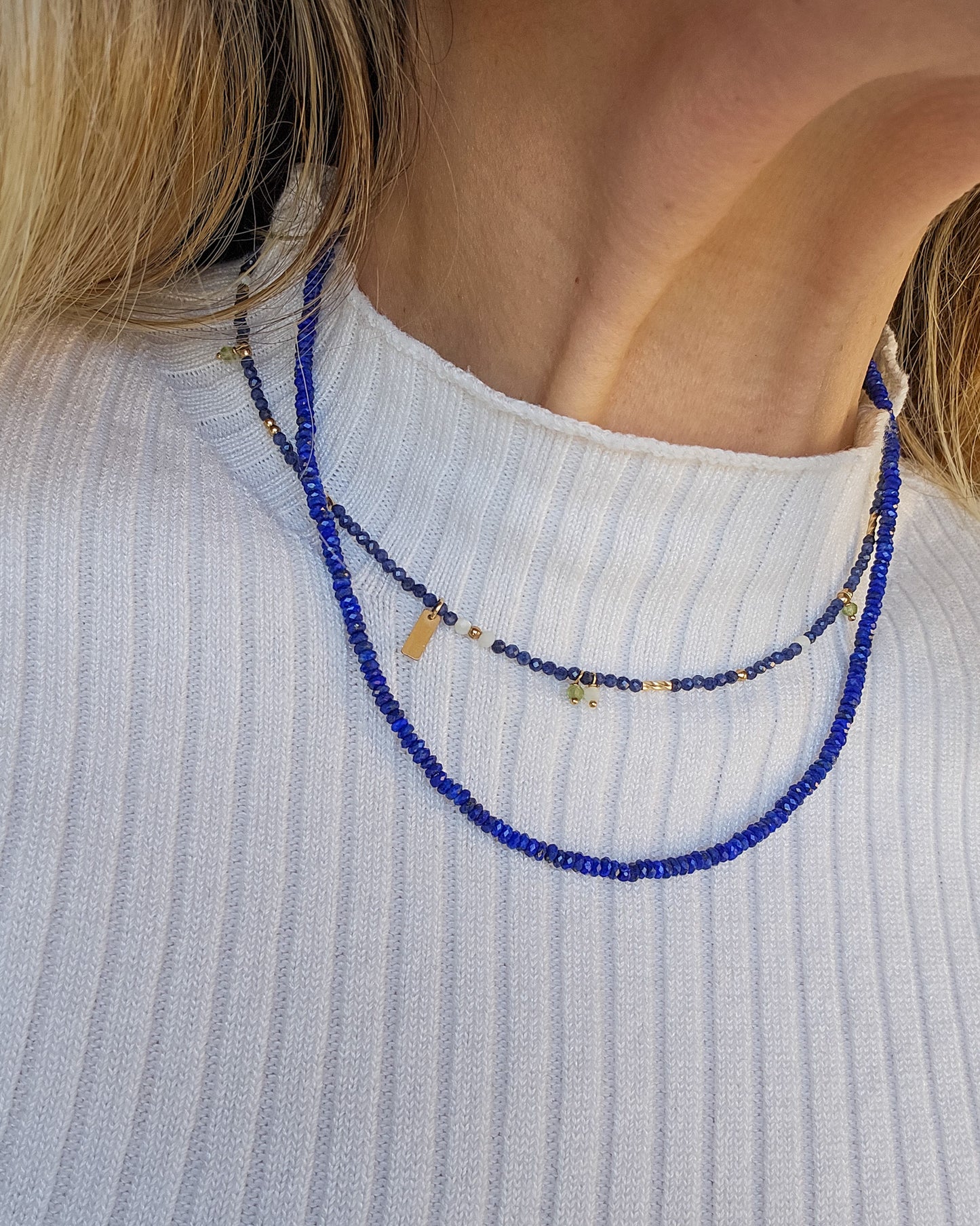 Lapis lazuli necklace with rondelles