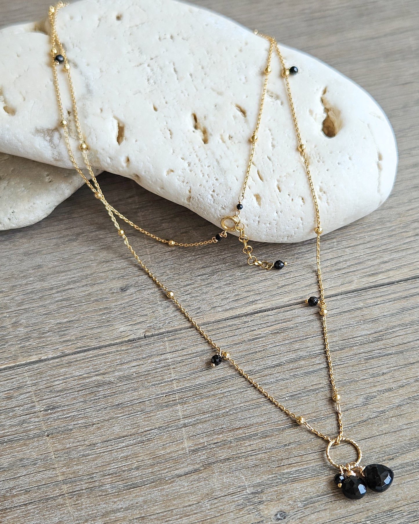 Balls Necklace with Black Spinel