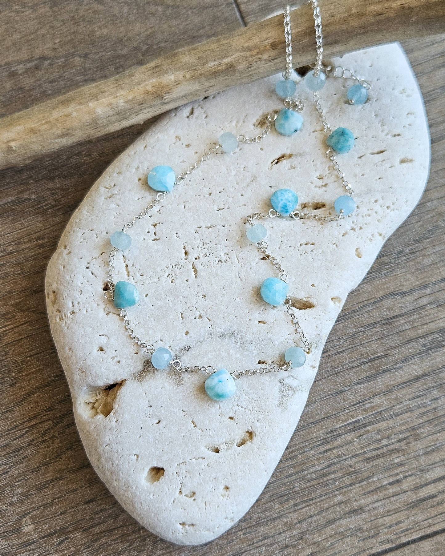 Girocollo Larimar e acquamarina