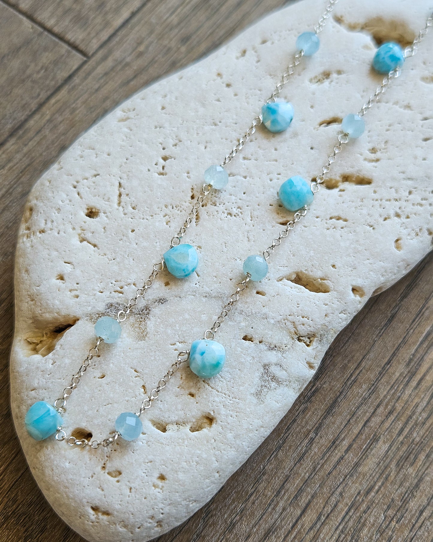 Girocollo Larimar e acquamarina