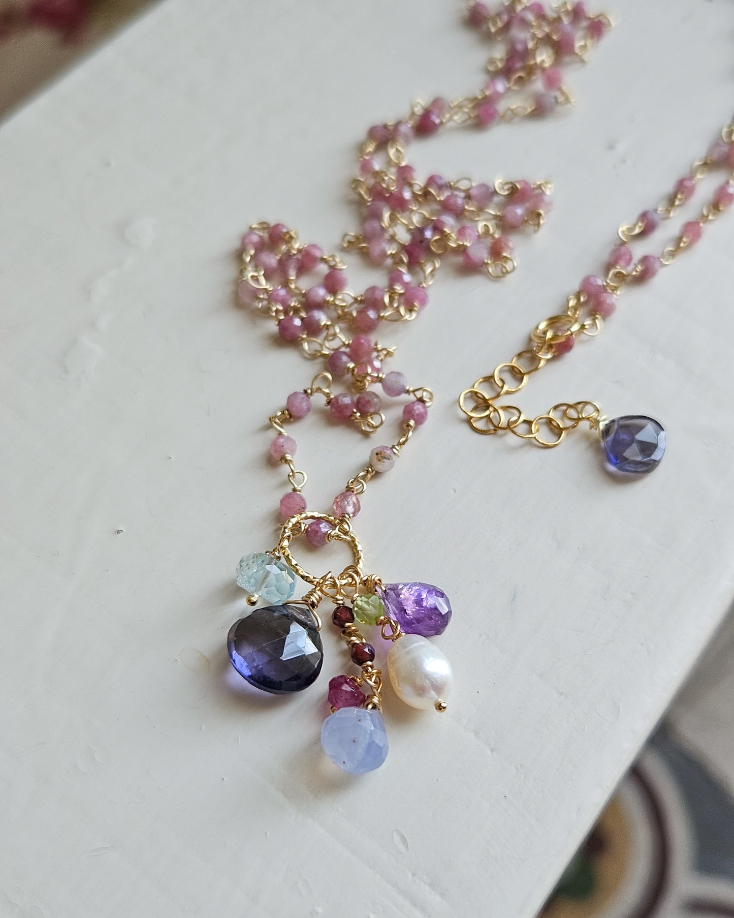 Collana Rosario lunga con tormalina rosa