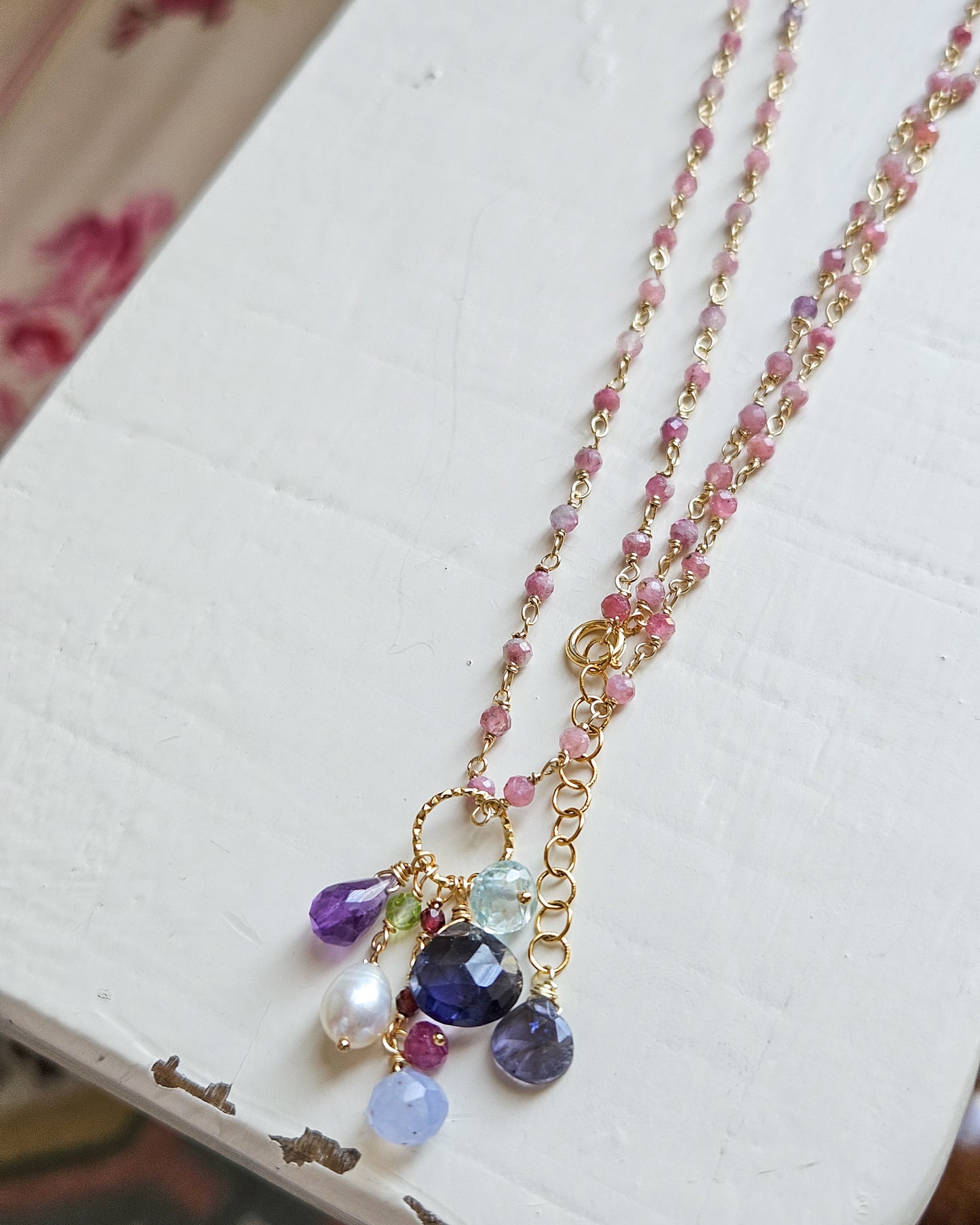 Collana Rosario lunga con tormalina rosa
