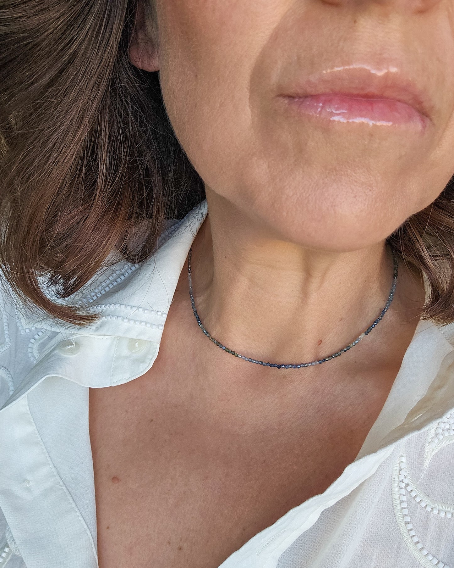 Girocollo zaffiri sfumati micro