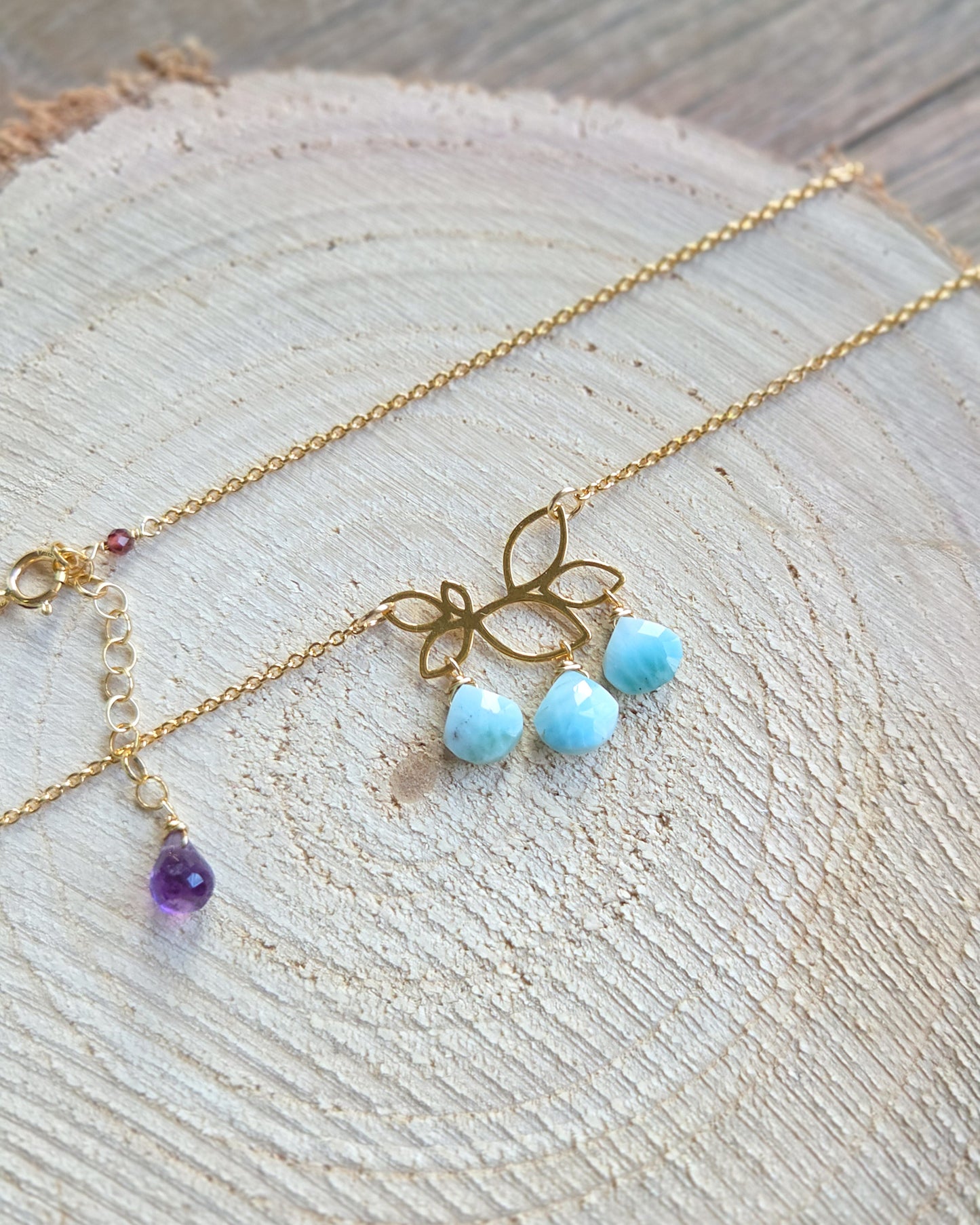 Collana foglia e larimar edizione limitata