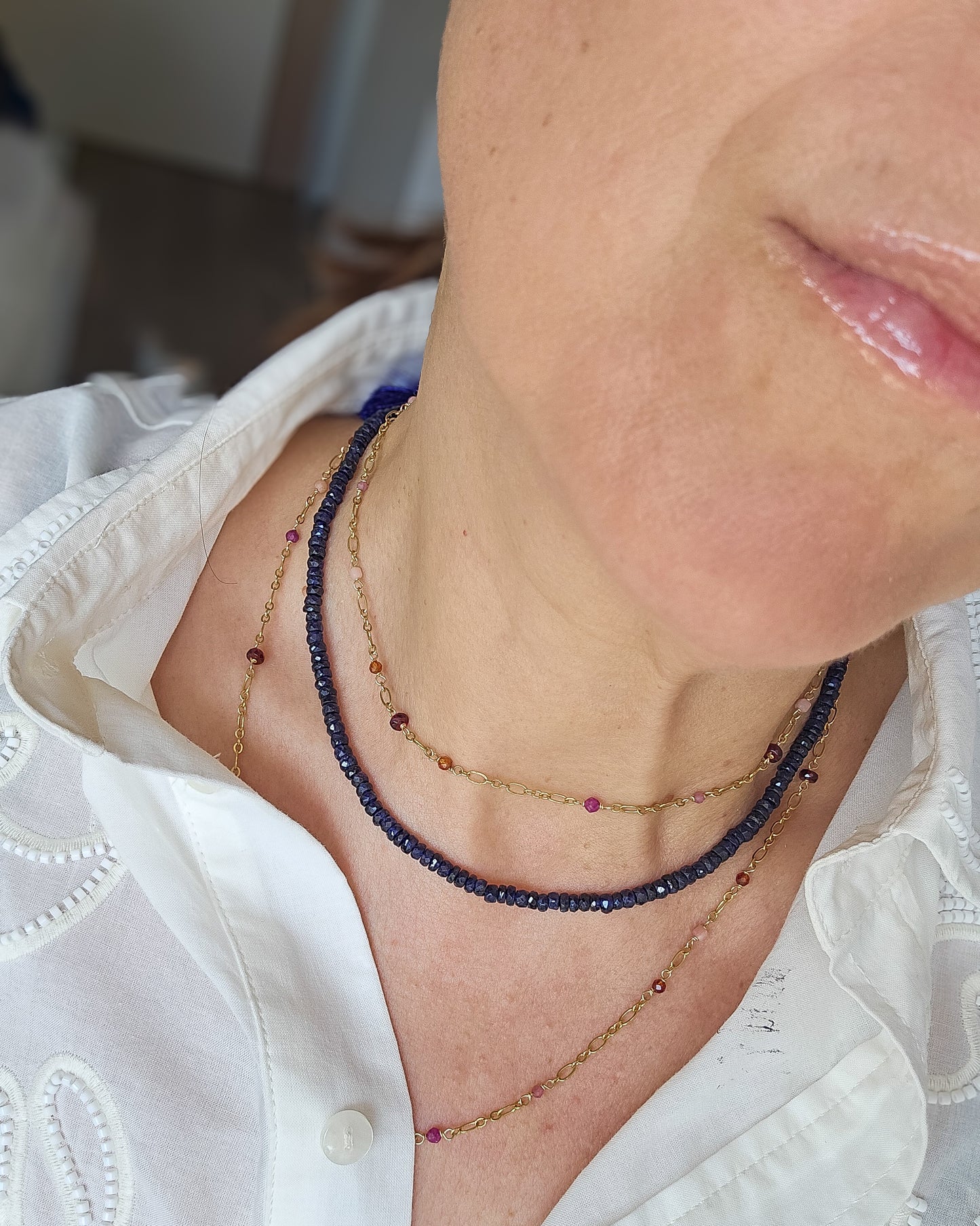 Girocollo Zaffiri blu inchiostro