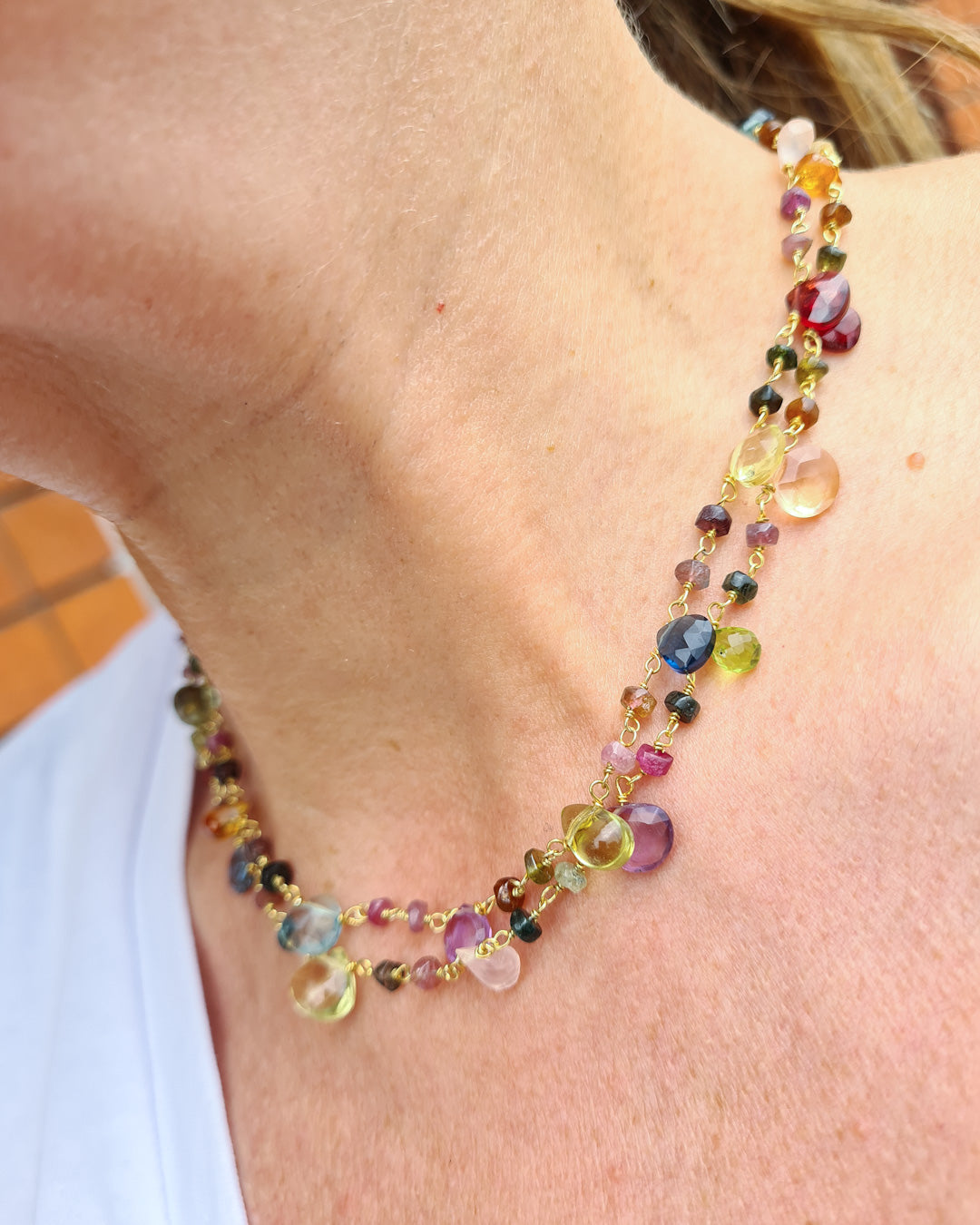 Collana Rosario con Tormalina e pietre dure colorate