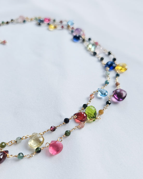 Set Di Gioielli In Tormalina Multicolor | Collana + Bracciale