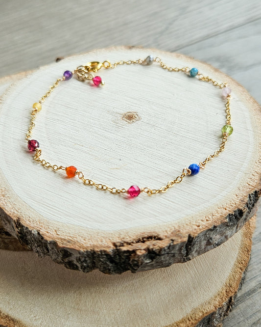 Cavigliera con perline d'oro: delicata catena satellitare riempita d'oro 14K - Italia Cavigliera con perline d'oro: delicata catena satellitare riempita d'oro 14K - Italia