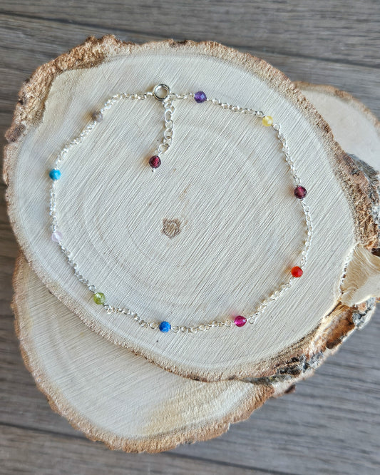 Multicolor silver anklet