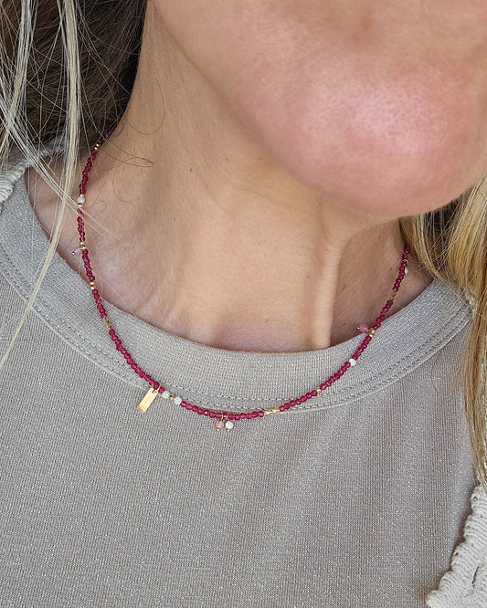 Slim Choker with Fuchsia Spinel