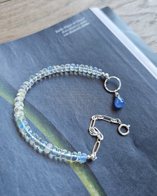 Bracciale Opale cangiante e Tanzanite