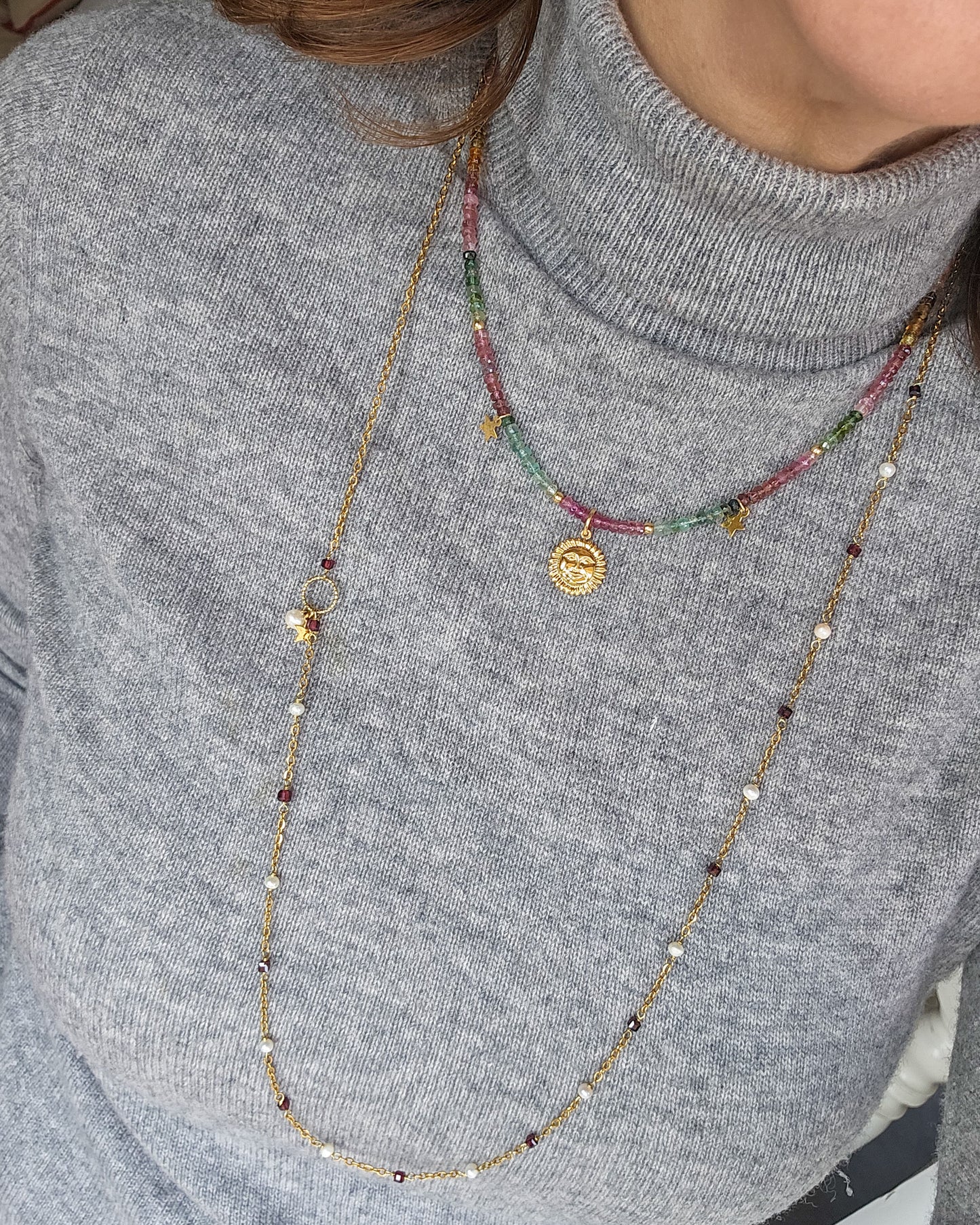 Collana Sole e Stelle con tormalina