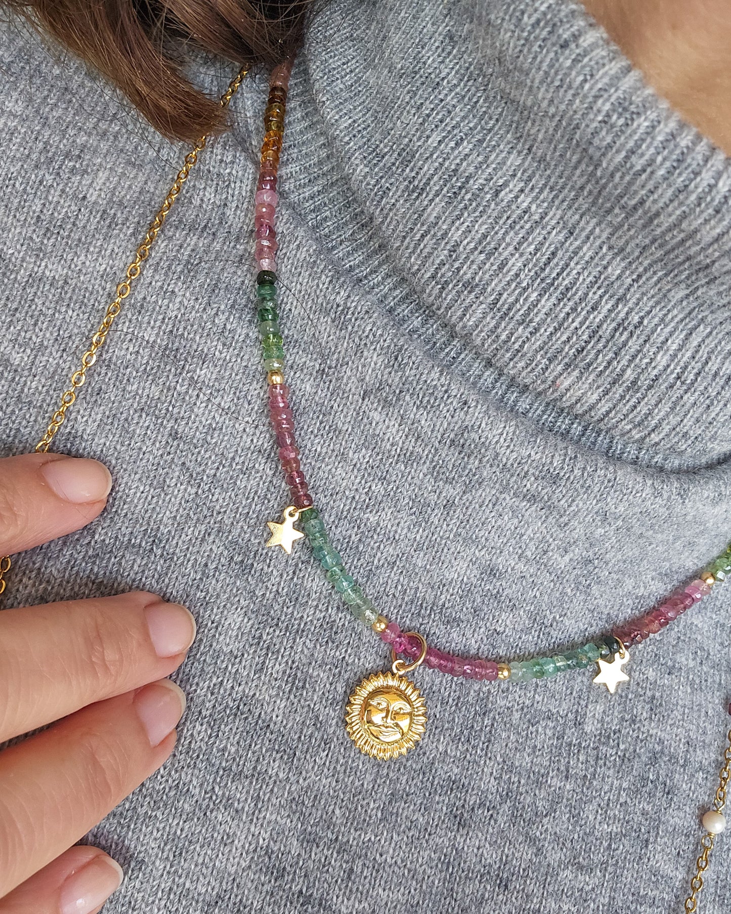 Collana Sole e Stelle con tormalina