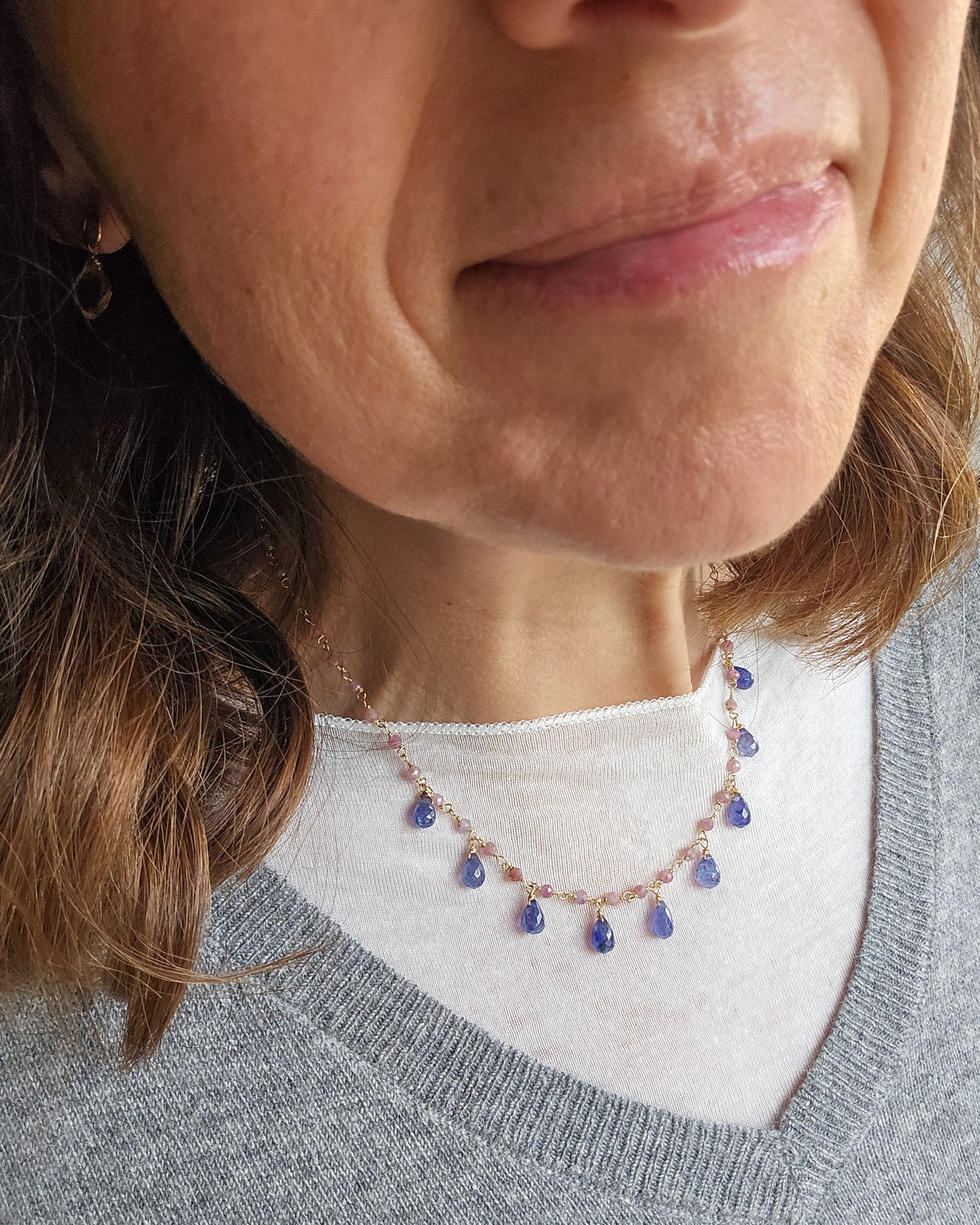 Girocollo rosario con tanzanite