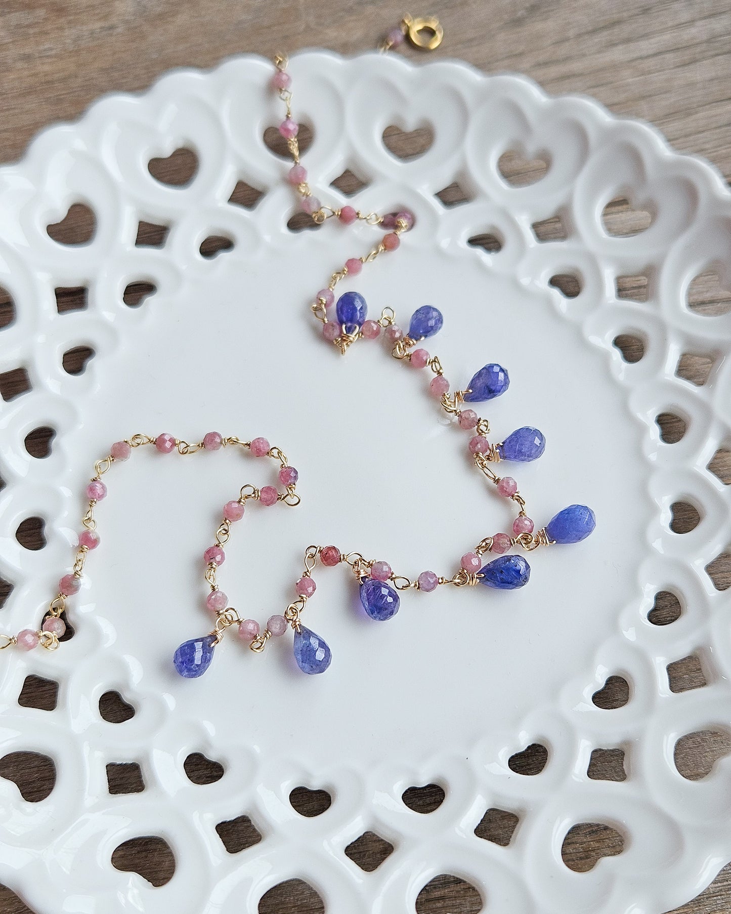 Girocollo rosario con tanzanite