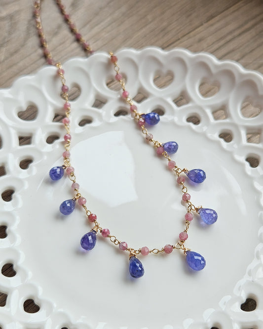 Girocollo rosario con tanzanite
