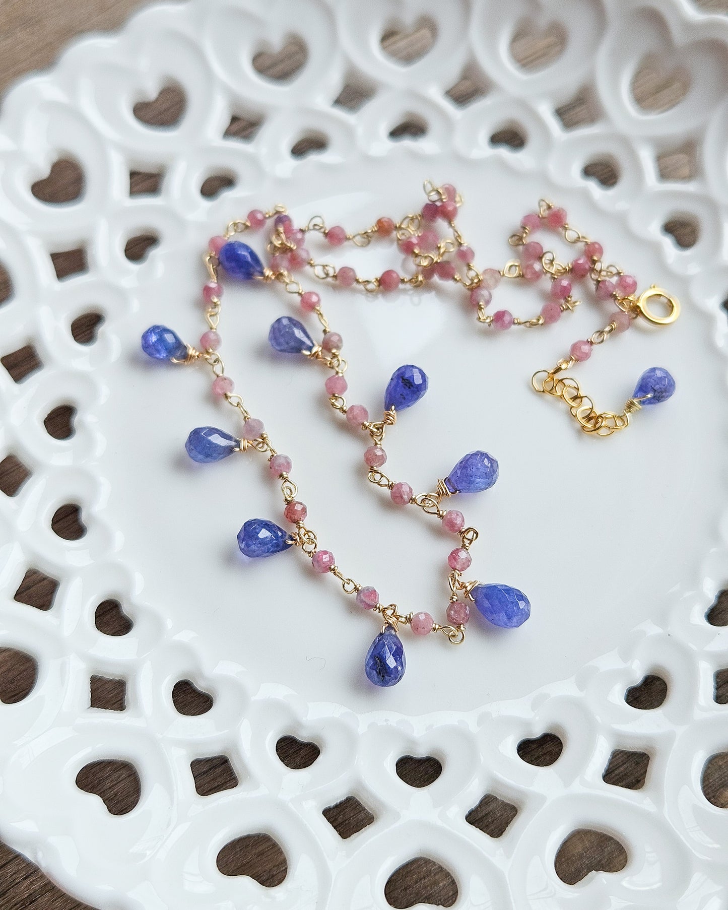 Girocollo rosario con tanzanite
