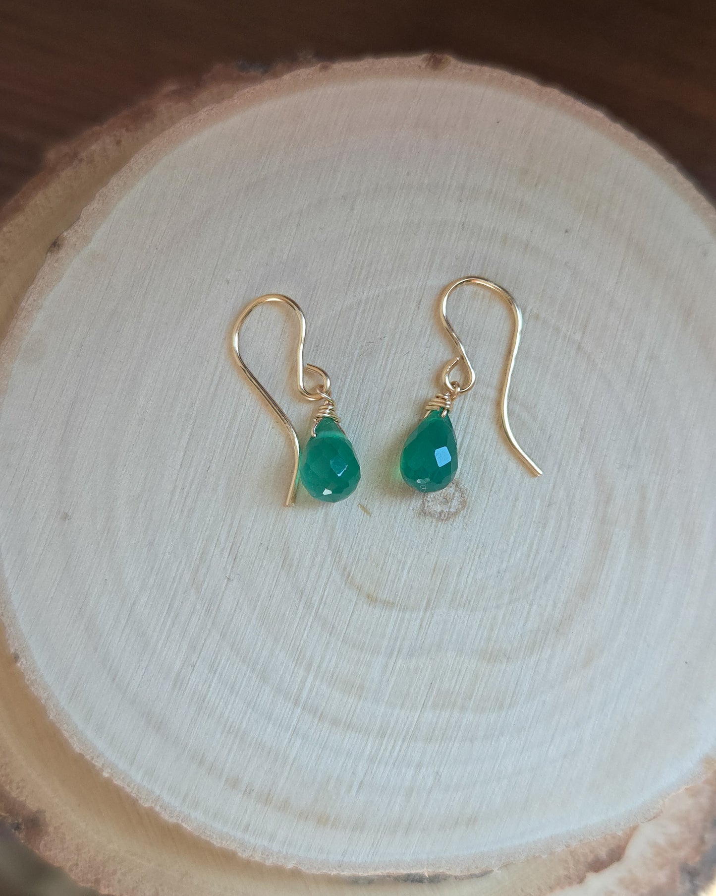 Mini orecchini con Onice verde