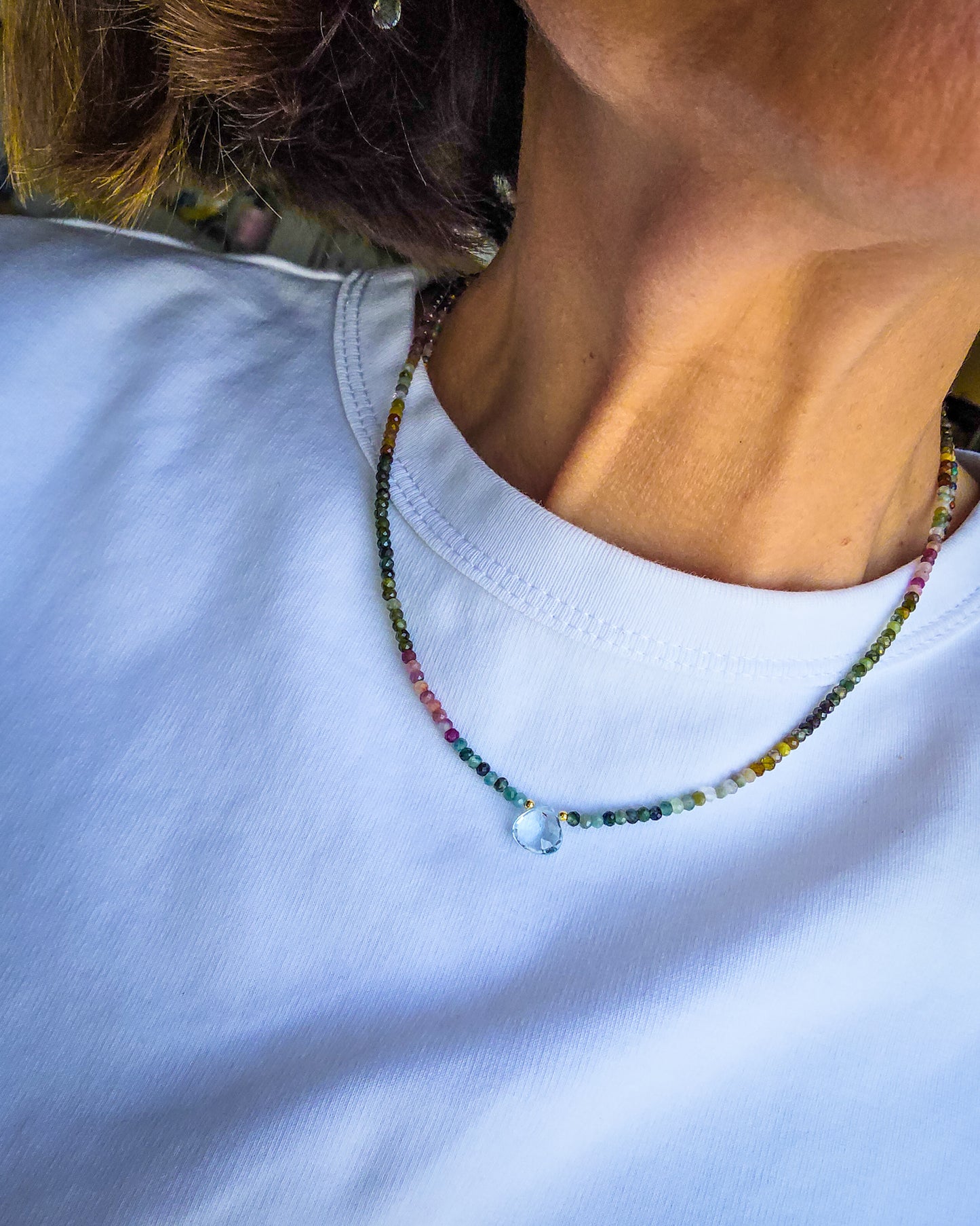 Collana con tormalina e topazio