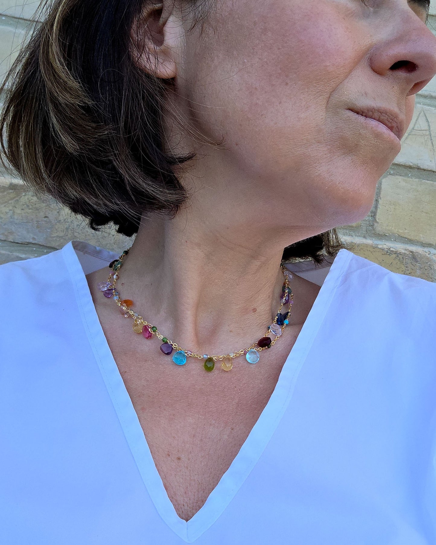 Collana Rosario con gemme colorate
