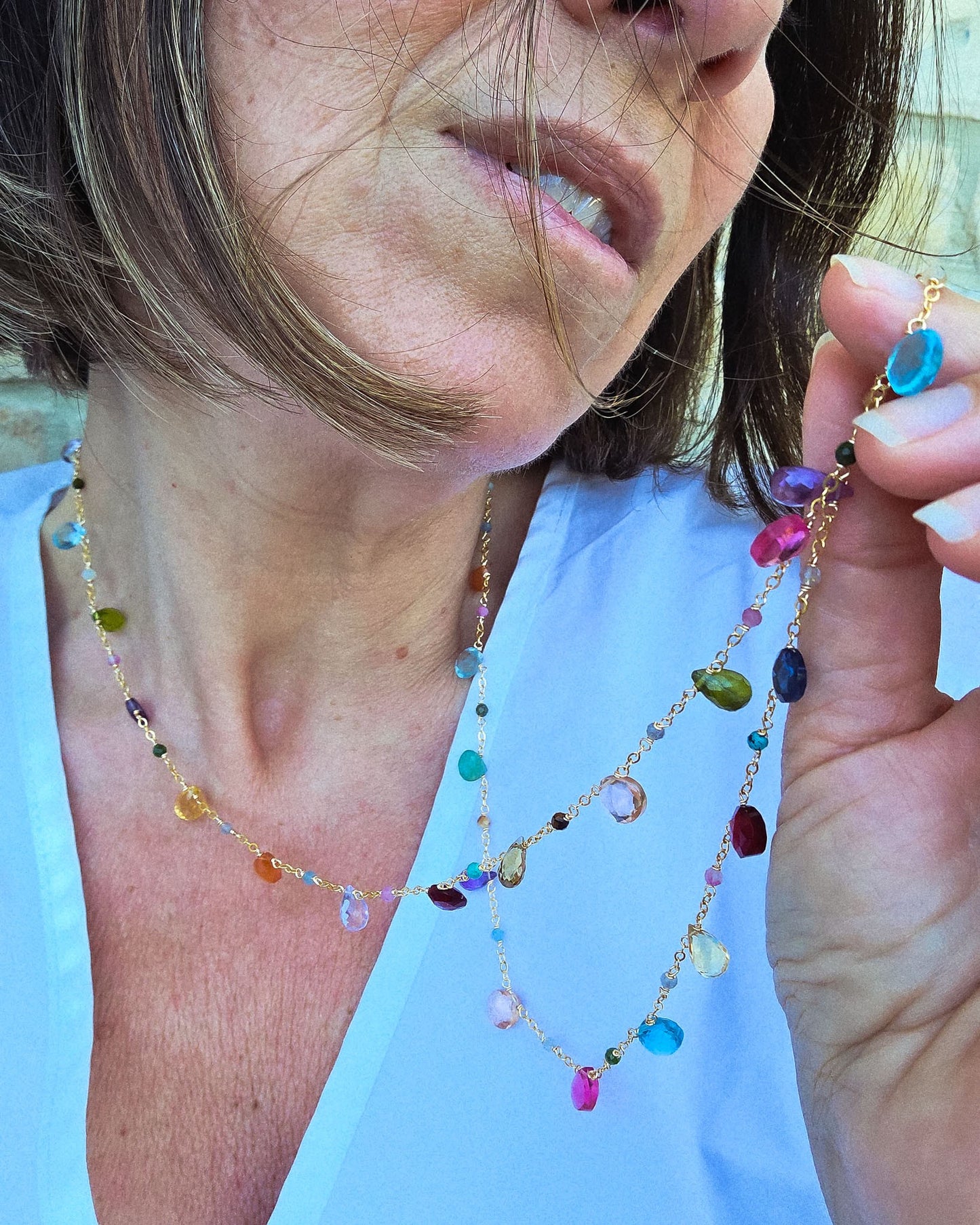 Collana Rosario con gemme colorate
