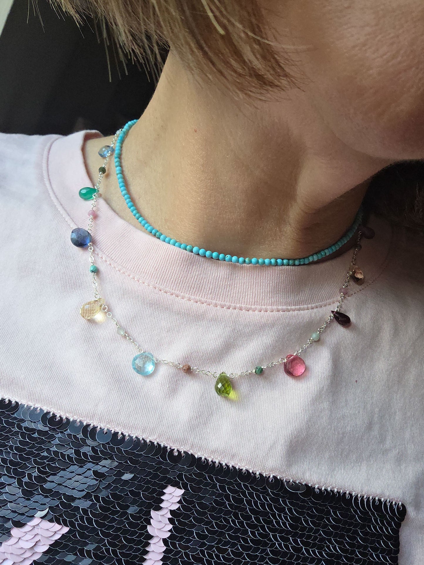 Silver Rosary Choker