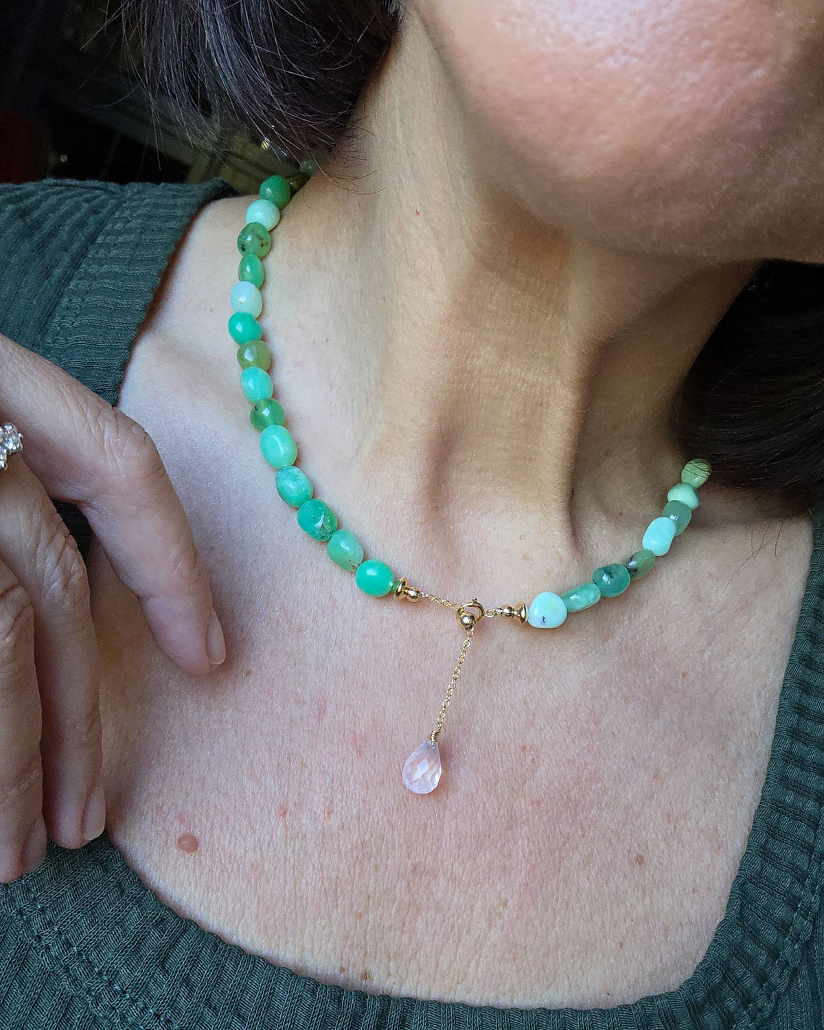 Collana sassi di crisoprasio
