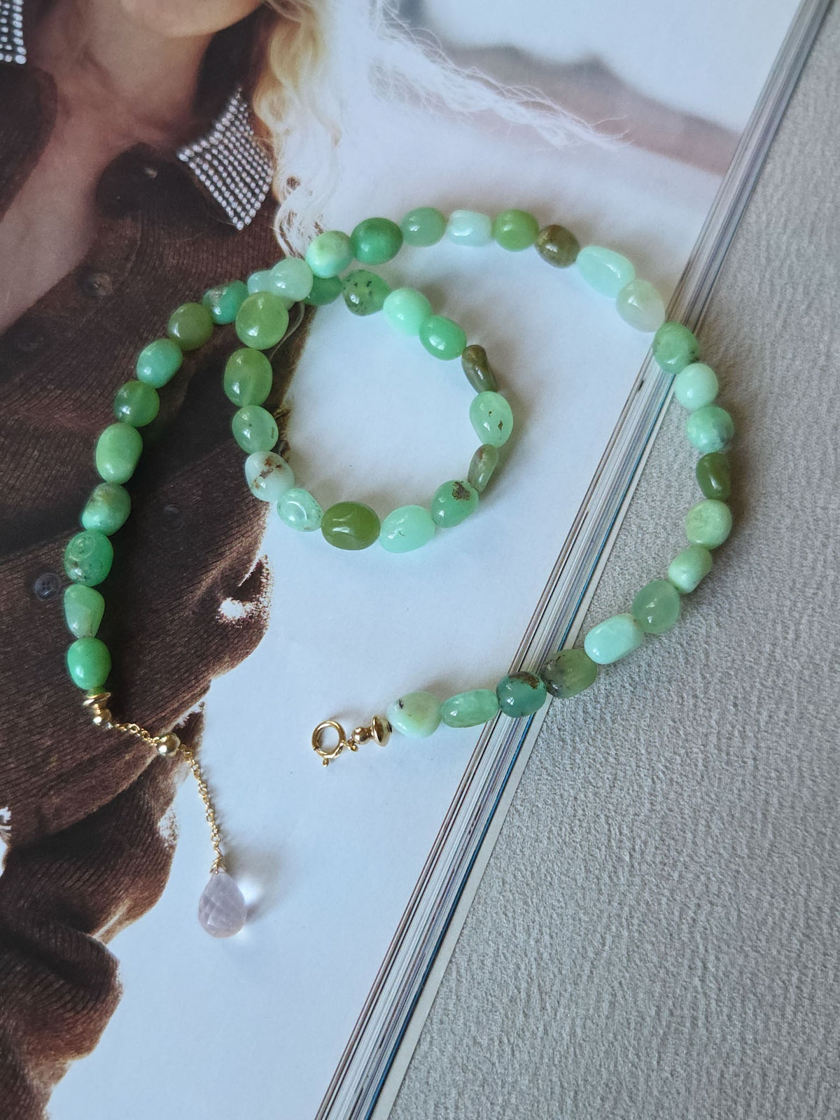 Collana sassi di crisoprasio