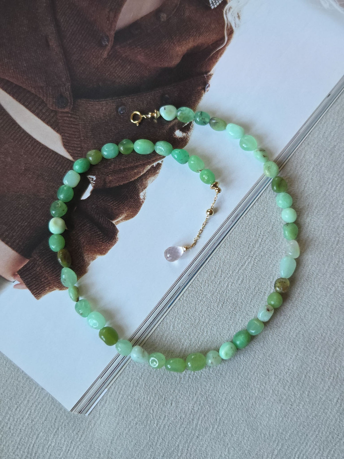 Collana sassi di crisoprasio