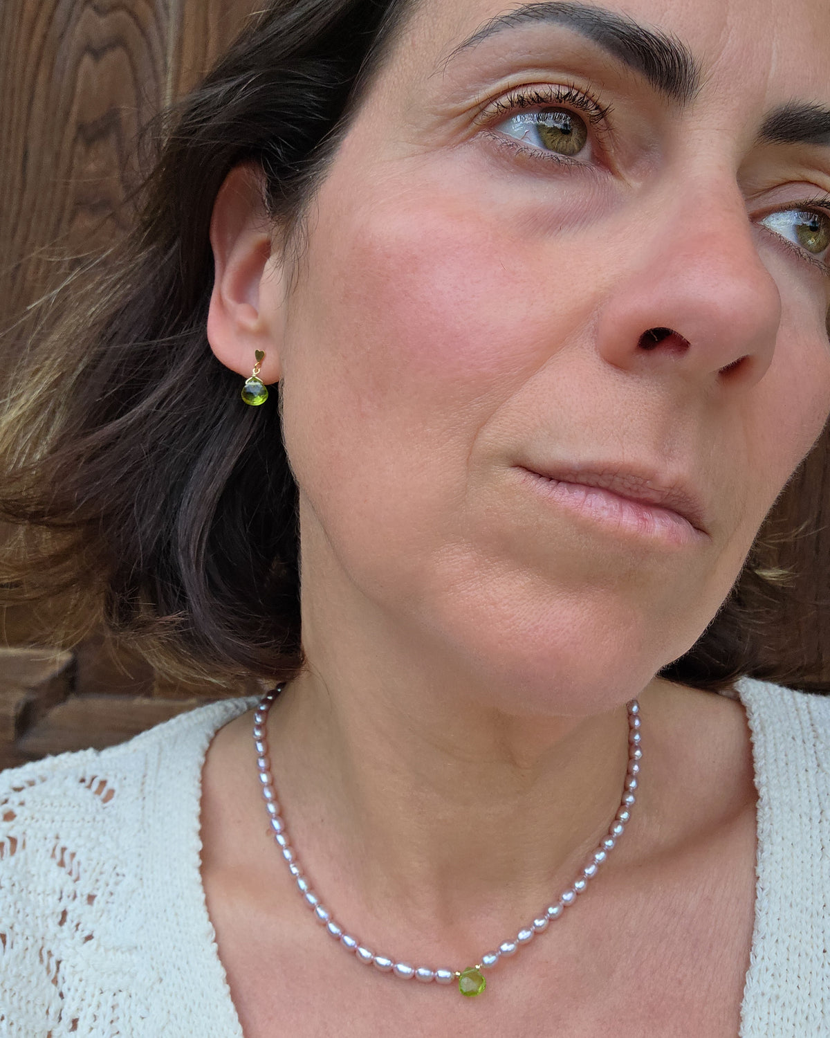 Orecchini mini cuori con peridoto