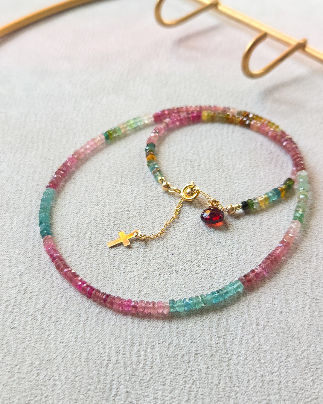Collana con tormalina multicolore