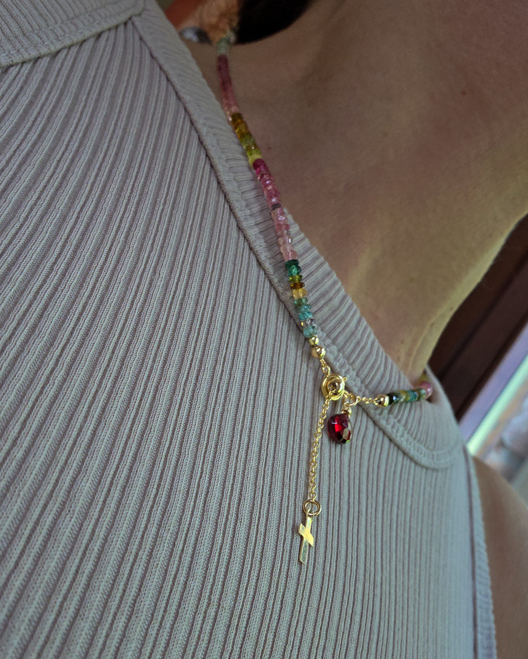 Collana con tormalina multicolore