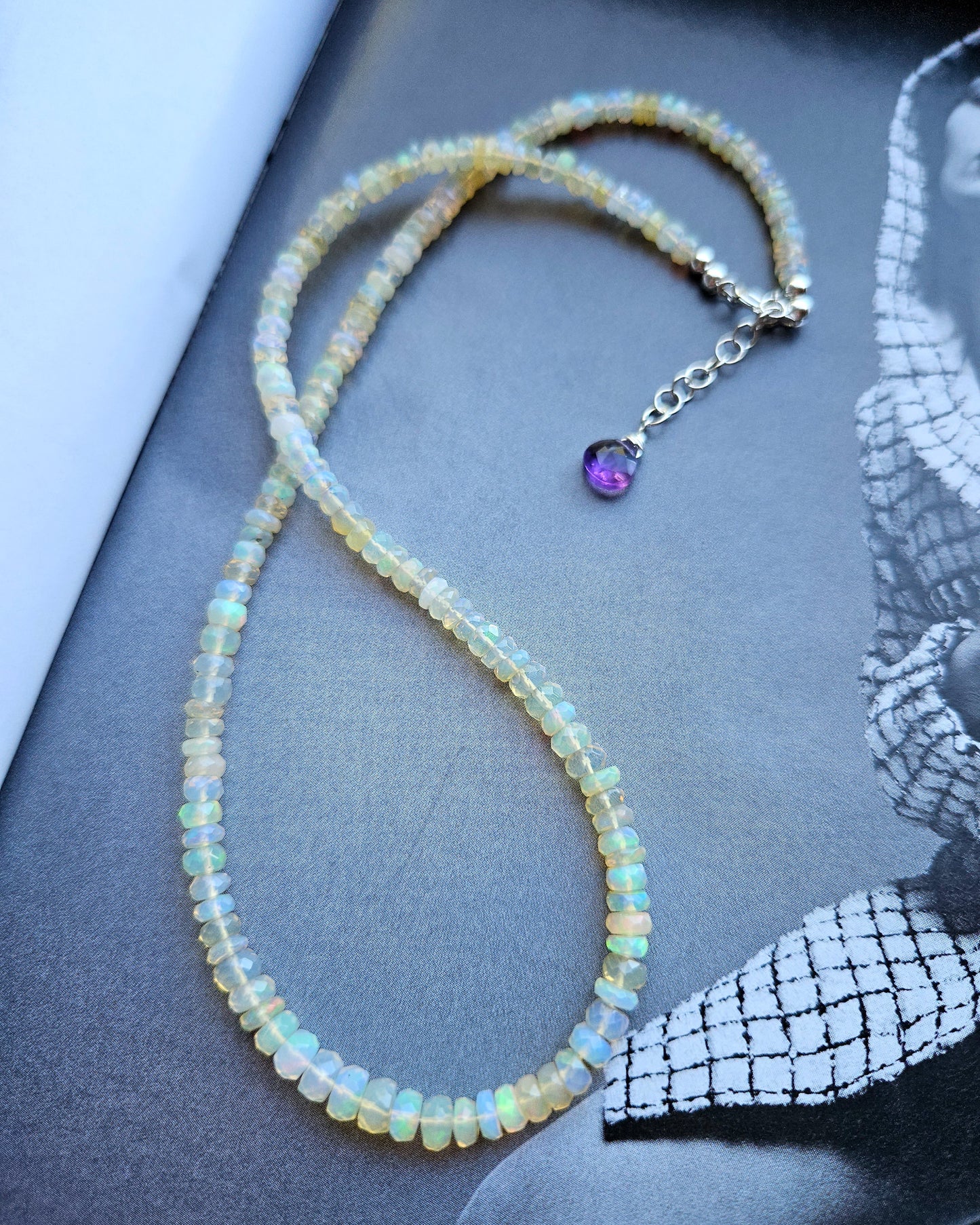 Iridescent White Opal Choker