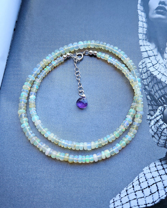 Iridescent White Opal Choker